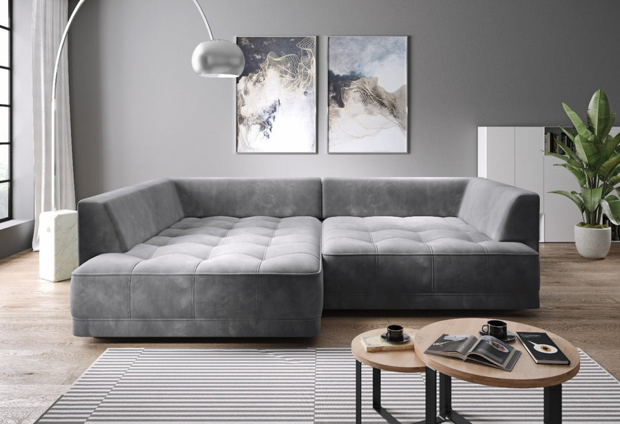 Hjørnesofa Tiga 286 × 207 cm – med elektrisk skyvedel