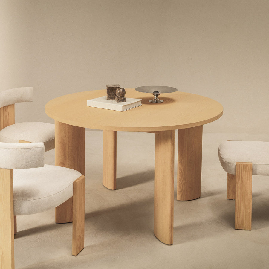 Rundt spisebord Bali – krem og hvit / 120 cm