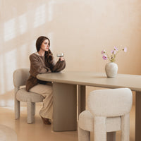 Lima spisebord – 220 cm, ovalt, mørk beige MDF