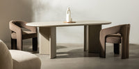 Lima spisebord – 220 cm, ovalt, mørk beige MDF