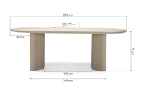 Lima spisebord – 220 cm, ovalt, mørk beige MDF