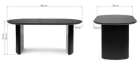Spisebord Maurizio – rillet / svart / 180 cm