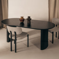 Spisebord Maurizio – rillet / svart / 180 cm