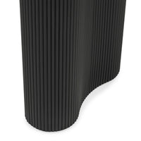 Ribeira ovalt spisebord – 180×90 cm, sort marmoreffekt og dekorlameller