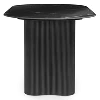 Ribeira ovalt spisebord – 180×90 cm, sort marmoreffekt og dekorlameller
