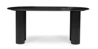 Ribeira ovalt spisebord – 180×90 cm, sort marmoreffekt og dekorlameller