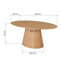 Solan spisebord – ovalt i naturtrelook, 160 cm