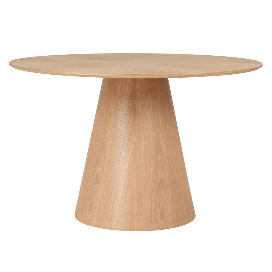 Stella rundt spisebord – MDF og naturlig finér, Ø120 cm