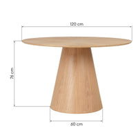 Stella rundt spisebord – MDF og naturlig finér, Ø120 cm