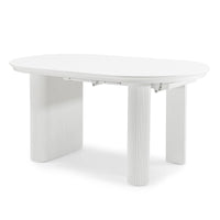 Audrey spisebord – uttrekkbart, ovalt 160–240 cm, hvit med riflet base