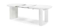 Audrey spisebord – uttrekkbart, ovalt 160–240 cm, hvit med riflet base