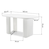 Audrey spisebord – uttrekkbart, ovalt 160–240 cm, hvit med riflet base