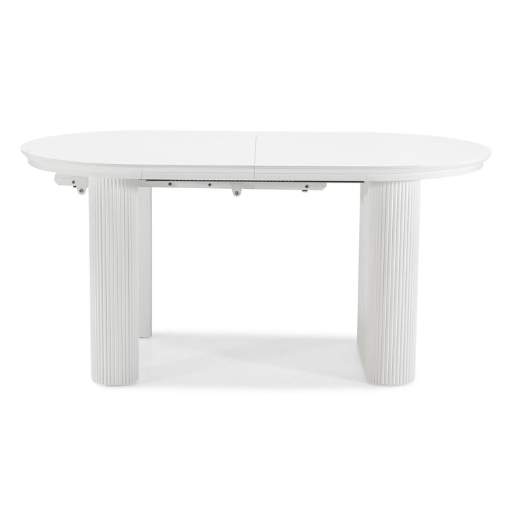 Audrey spisebord – uttrekkbart, ovalt 160–240 cm, hvit med riflet base