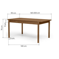 Iselio uttrekkbart spisebord – 160–200 cm, brunt askefiner