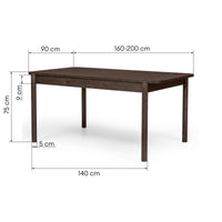 Iselio spisebord mørk valnøtt 160–200 cm (uttrekkbart)