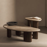 Sidebord Essence – marmor / mørk valnøtt / 44 cm