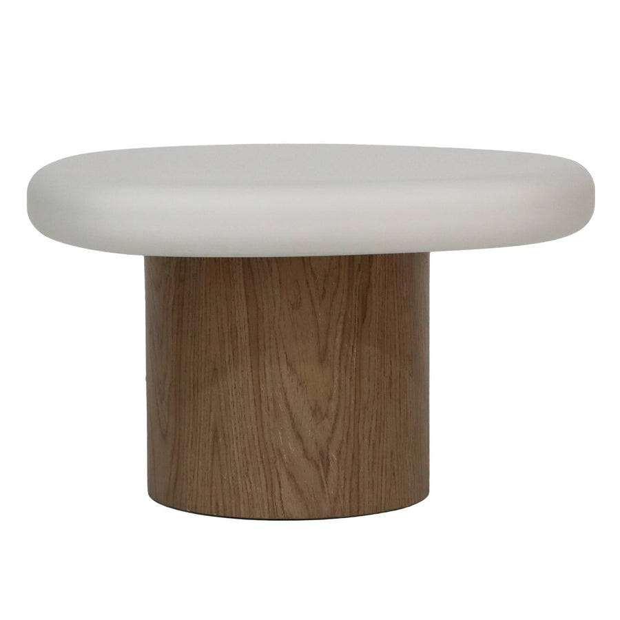 Floe – Sidebord 50 cm, hvit og valnøtt, organisk form