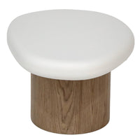 Floe – Sidebord 50 cm, hvit og valnøtt, organisk form