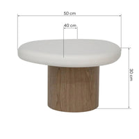 Floe – Sidebord 50 cm, hvit og valnøtt, organisk form