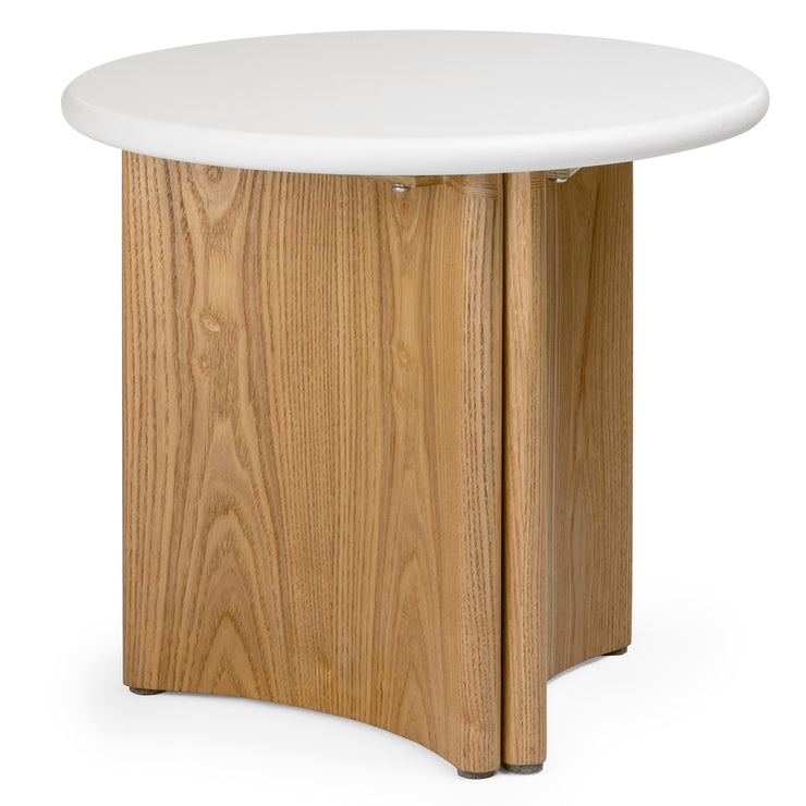 Sidebord Marlo II – mikrosement / kremhvit / eik / 50 cm