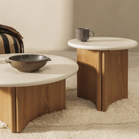Sidebord Marlo II – mikrosement / kremhvit / eik / 50 cm
