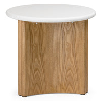 Sidebord Marlo II – mikrosement / kremhvit / eik / 50 cm