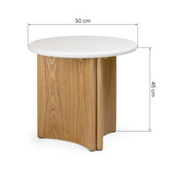 Sidebord Marlo II – mikrosement / kremhvit / eik / 50 cm