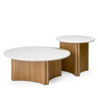 Sidebord Marlo II – mikrosement / kremhvit / eik / 50 cm