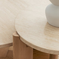 Sofabord  MEDLEY 50×50 cm Travertine og ask