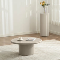 ARCE UCT24029 sofabord – Rundt sofabord i matt beige (Ø80 cm)