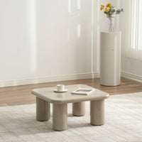 CHERRY UCT24030 sofabord – Elegant firkantet bord i beige høyglans