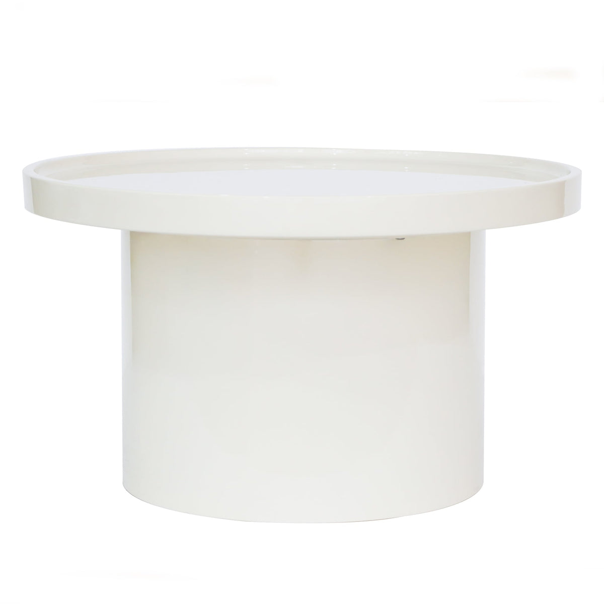 Chia sofabord – rundt 70 cm i hvit glossy finish