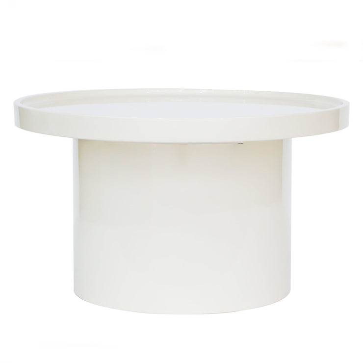 Chia sofabord – rundt 70 cm i hvit glossy finish