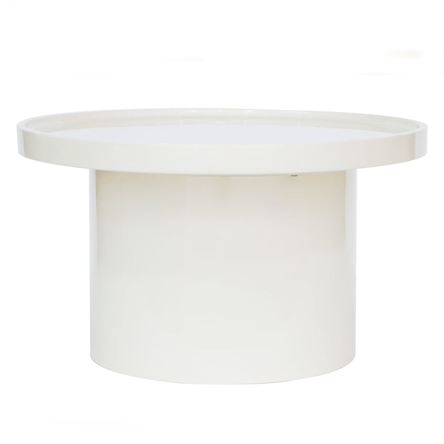 Chia sofabord – rundt 70 cm i hvit glossy finish