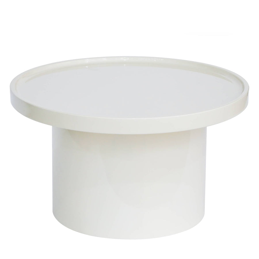 Chia sofabord – rundt 70 cm i hvit glossy finish