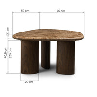 Sofabord Essence – marmor / mørk valnøtt / 75 cm