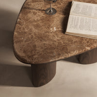 Sofabord Essence – marmor / mørk valnøtt / 75 cm