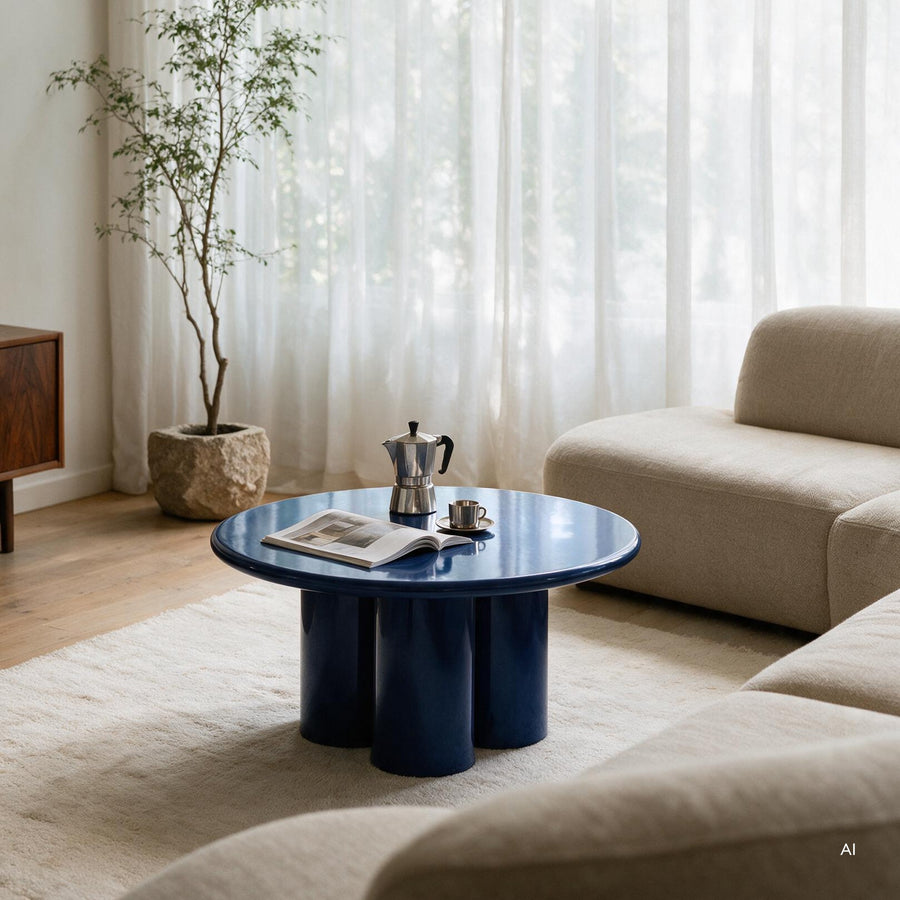 Sofabord Everett – blank / kobolt / 80 cm