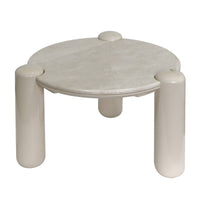 Noemi rundt sofabord 66 cm – marmortopp og glossy beige base