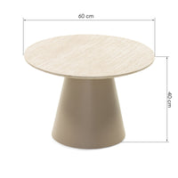 Sofabord Sakala ll – travertin-effekt / beige / rund, 60 cm