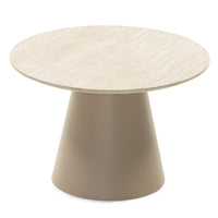 Sofabord Sakala ll – travertin-effekt / beige / rund, 60 cm