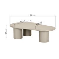Sucre sofabord 130×80 cm – mørk beige, organisk form
