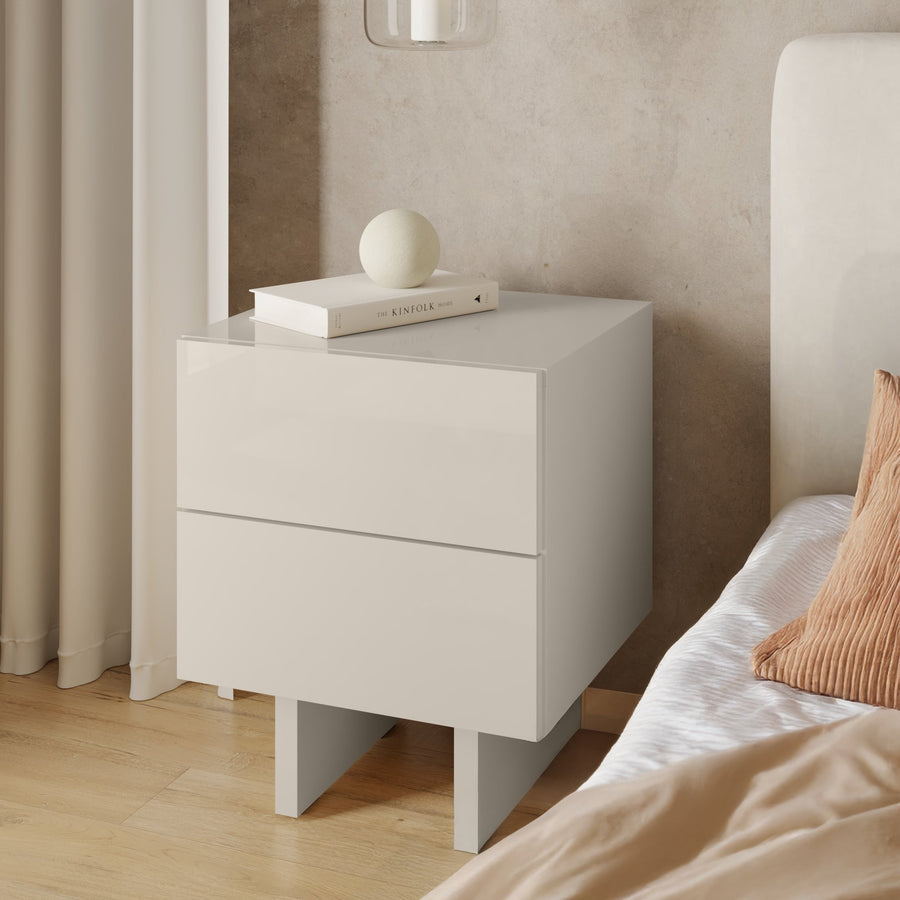 Glim nattbord – kasjmirfarge i glossy finish med push-to-open