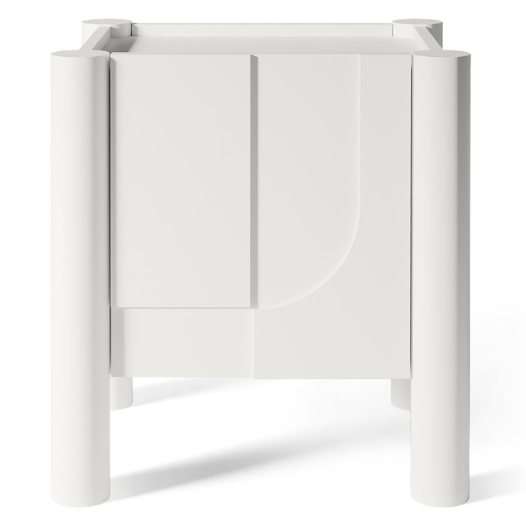 Moderne hvitt nattbord med skap – soft-close, MDF, 50 cm