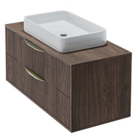 Servantskap Avila 2.0 – rillet / valnøtt / gull håndtak / 100 cm