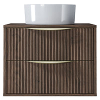 Servantskap Avila 2.0 – rillet / valnøtt / gullhåndtak / 60 cm