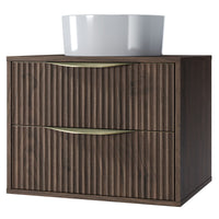 Servantskap Avila 2.0 – rillet / valnøtt / gullhåndtak / 60 cm