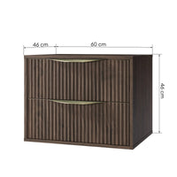 Servantskap Avila 2.0 – rillet / valnøtt / gullhåndtak / 60 cm