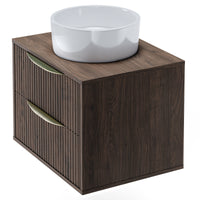 Servantskap Avila 2.0 – rillet / valnøtt / gullhåndtak / 60 cm