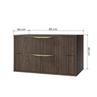 Servantskap Avila 2.0 – rillet / valnøtt / gull håndtak / 80 cm